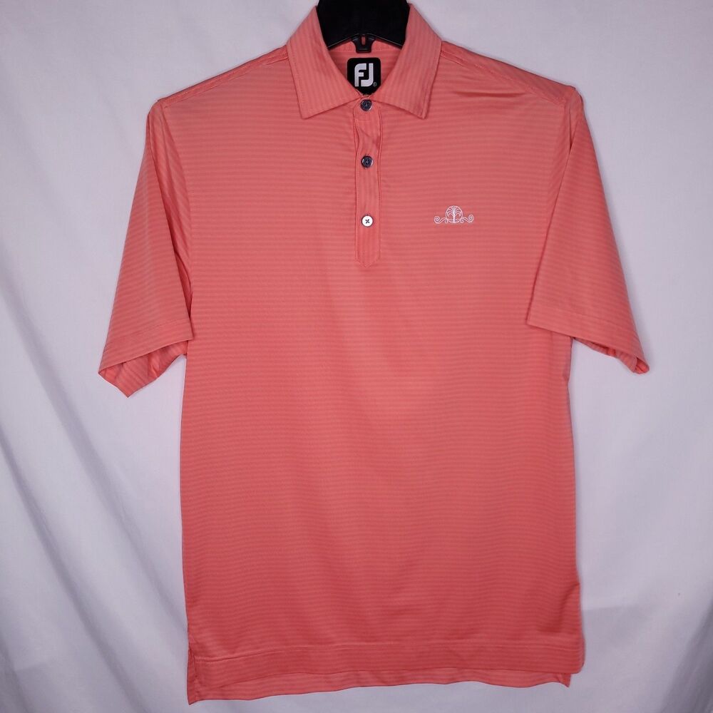 Footjoy Polo Shirt Mens Small Striped Light Red Golf Performance Activewear